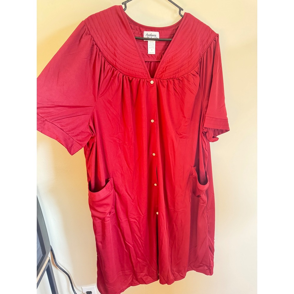 Anthony Richard's- Polyester Snap-Front Duster-4X-New-Maroon Red - Picture 2 of 6